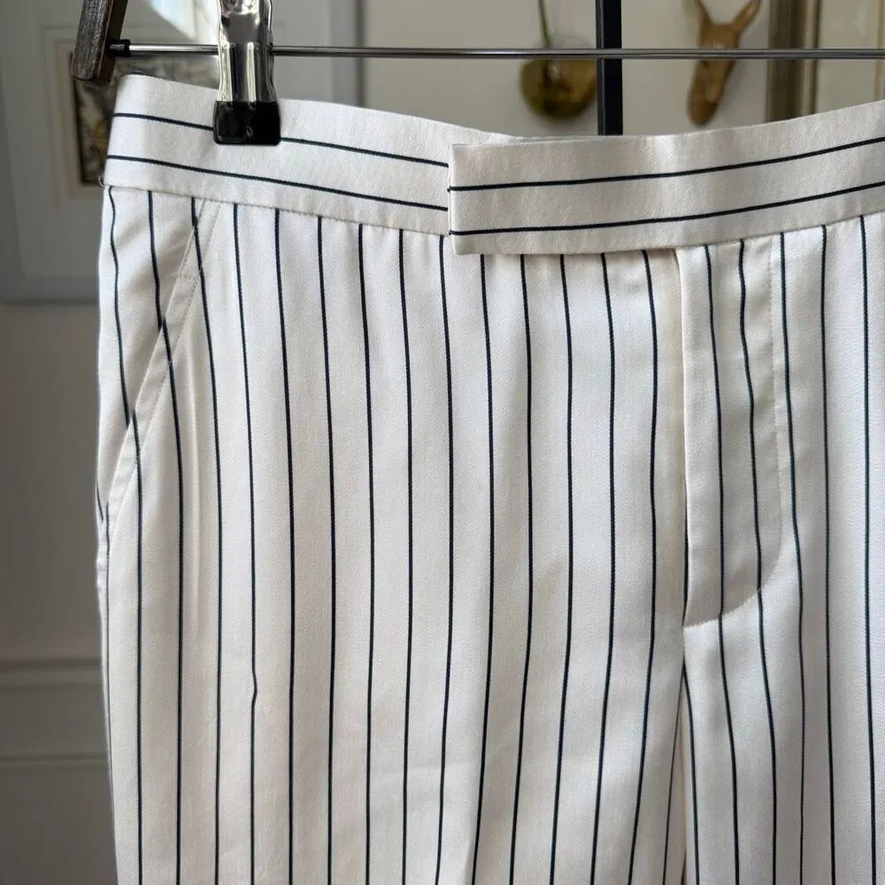 Vintage Ralph Lauren Black Label 100% Silk Stripe Ankle Trousers Pants 6
